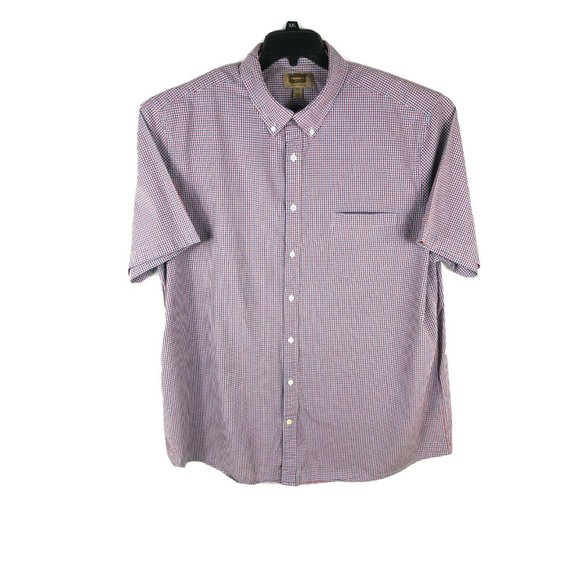 Foundry Men's 2XLT Short Sleeve Button Up Red Blue Check Cotton Blend Shirt A21 - Picture 1 of 4